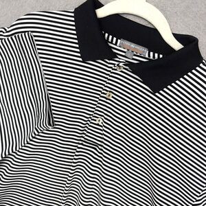 Peter Millar Golf Polo Sz L Summer Comfort Black Competition Stripe Performance